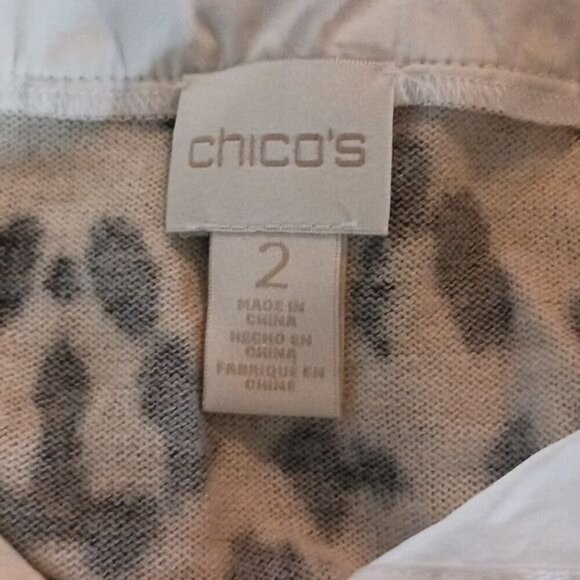 Chico's Sweater Animal Print Layered Effect Long Sleeve Knit Womens Size M - Picture 6 of 8